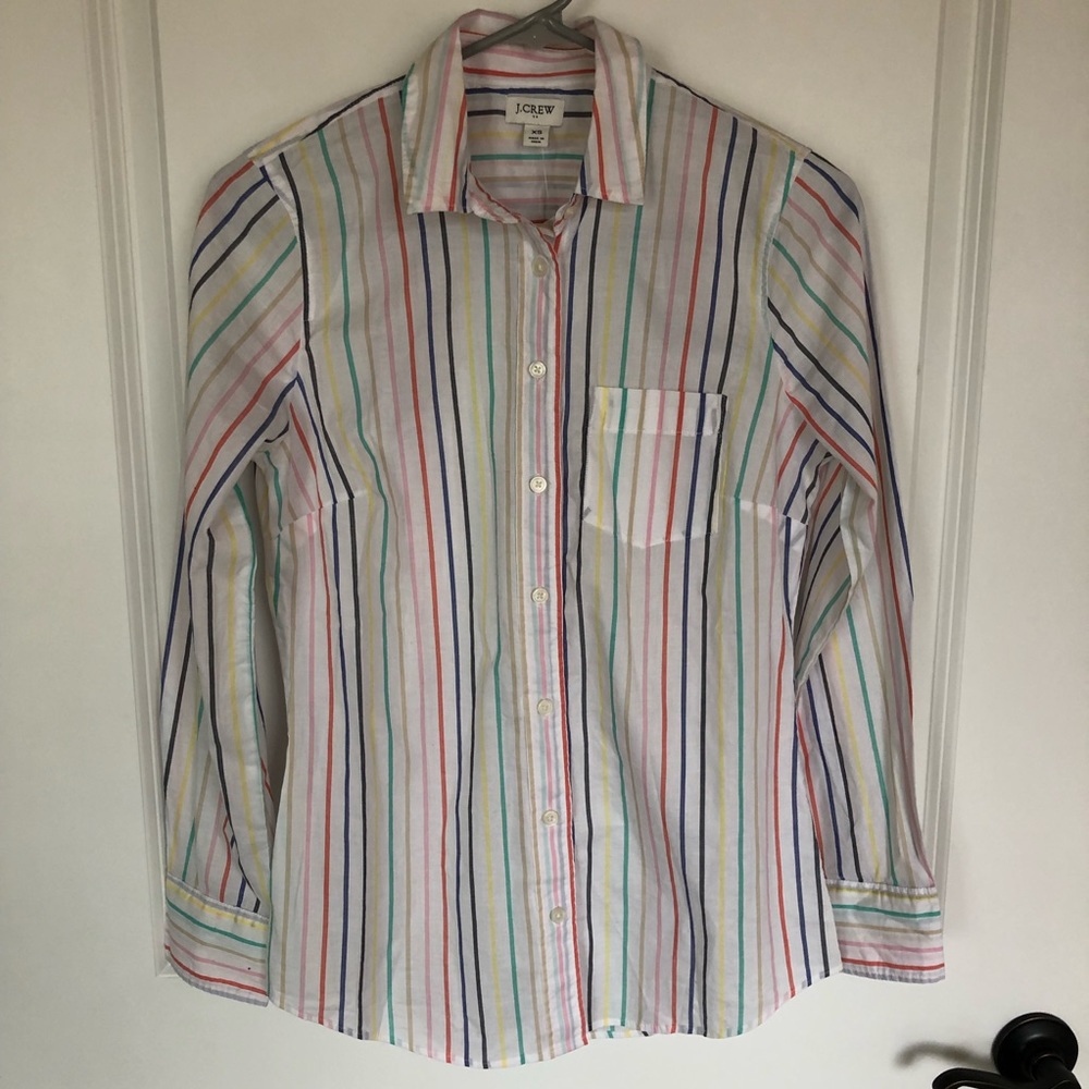 NWT J Crew Striped Cotton Button Down Shirt.